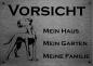 Preview: Edelstahl Warnschild Irish Terrier VORSICHT Mein Haus mein Garten meine Familie
